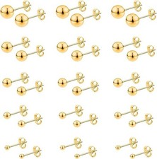Stainless Steel Stud Earrings for Women  Men 15 Pairs Gold Earring Tiny Stud Ea