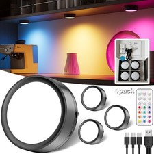 RGB Colour Changing Cabinet Lights tedmos Rechargeable Puck Light Battery, Black