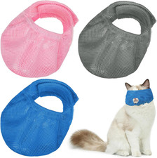 Weewooday 3 Pieces Cat Muzzles Breathable Mesh Muzzles Cat Grooming Restraint Ba