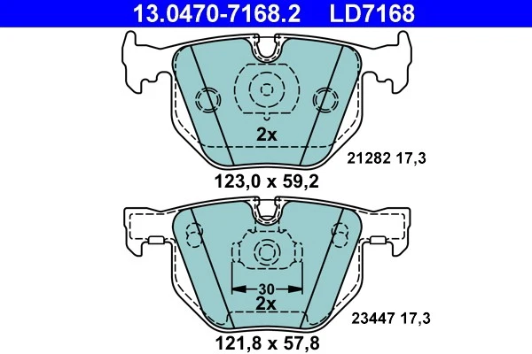 BRAKE PAD SET DISC BRAKE 13.0470-7168.2 FOR BMW M57D30 M54B30 N52B30A/BF 3.0L - Image 2 of 4