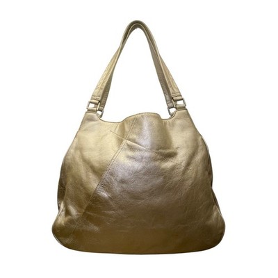 Indigo By Clarks Women s Gold Leather Spacious Double Handle Hobo Totes Bag