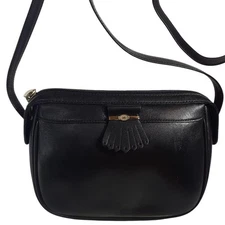 DAKS Shoulder Bag, Crossbody Camera Bag, Leather, Black, Women's Bag