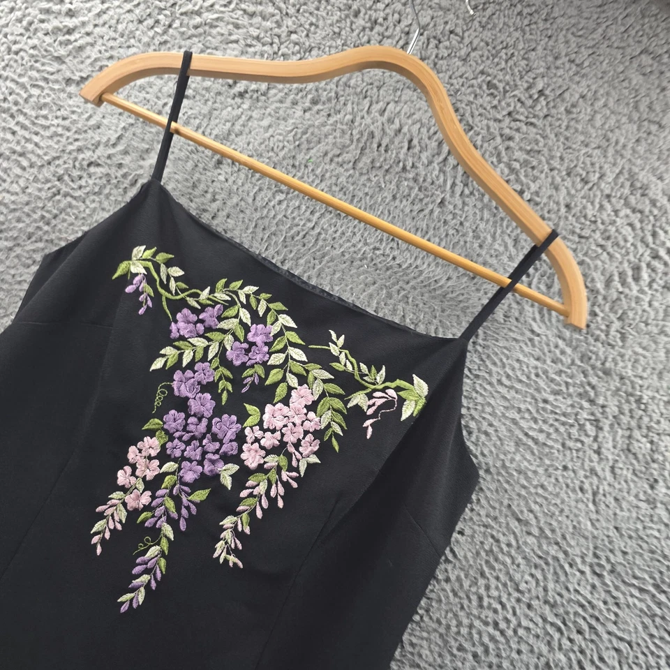 Vintage Evening by Rockmans Womens Pencil Mini Dress Size 8 Black Purple - image 3 of 4