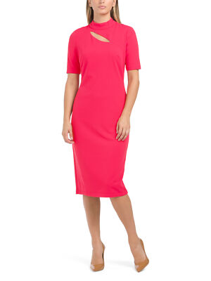 Maggy London Cutout Elbow Sleeve Sheath Dress SZ HotPink - Main Image