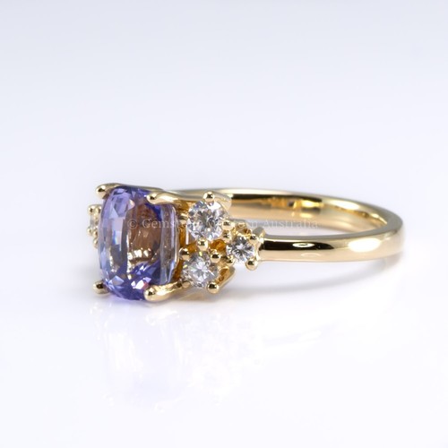 2.56ct Unheated Violet Sapphire Ring with Brilliant Diamond Accent | Unique Asym - Picture 2 of 4