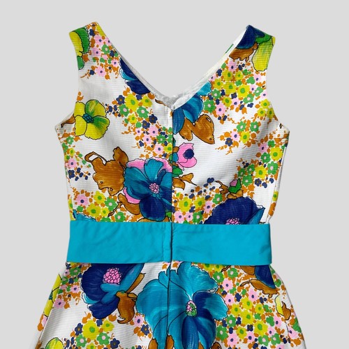 70s vintage mod minidress sleeveless floral hippy whimsy pattern print belt. - Picture 7 of 13
