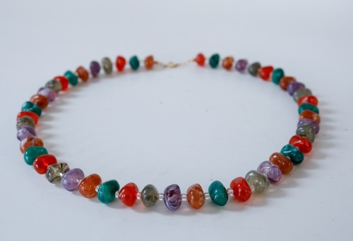 Vintage Women Nugget Bead Necklace 24" Boho Retro Art Teacher Grandmacore - Picture 6 of 13