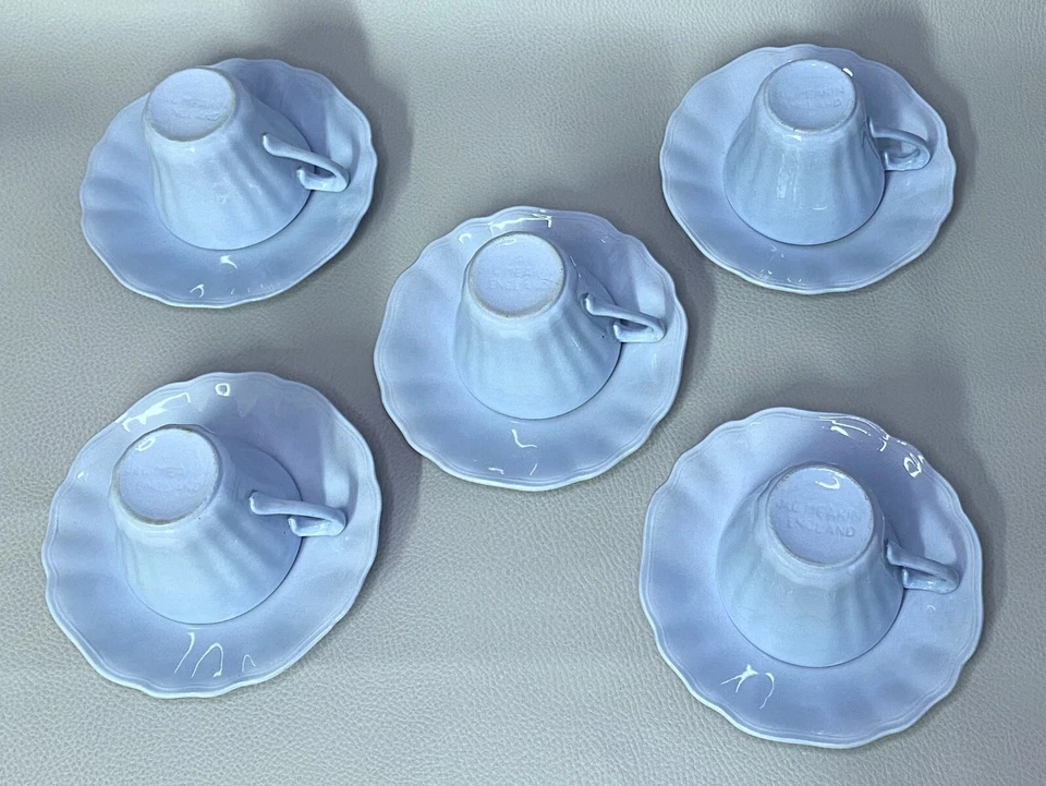 Retro Vintage - J & G Meakin Blue Coffee Tea Cups and Saucers Celeste -1950s Set - Image 4 of 4
