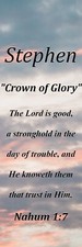 Stephen "Crown of Glory" Keepsake Name Meaning Bookmark with Verse and Tassel