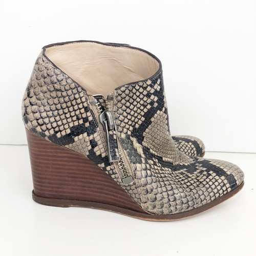 Snake Print Wedge Ankle Boots | eBay