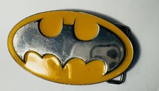 Batman Belt Buckle Large Yellow Chrome Emblem DC Comics used 