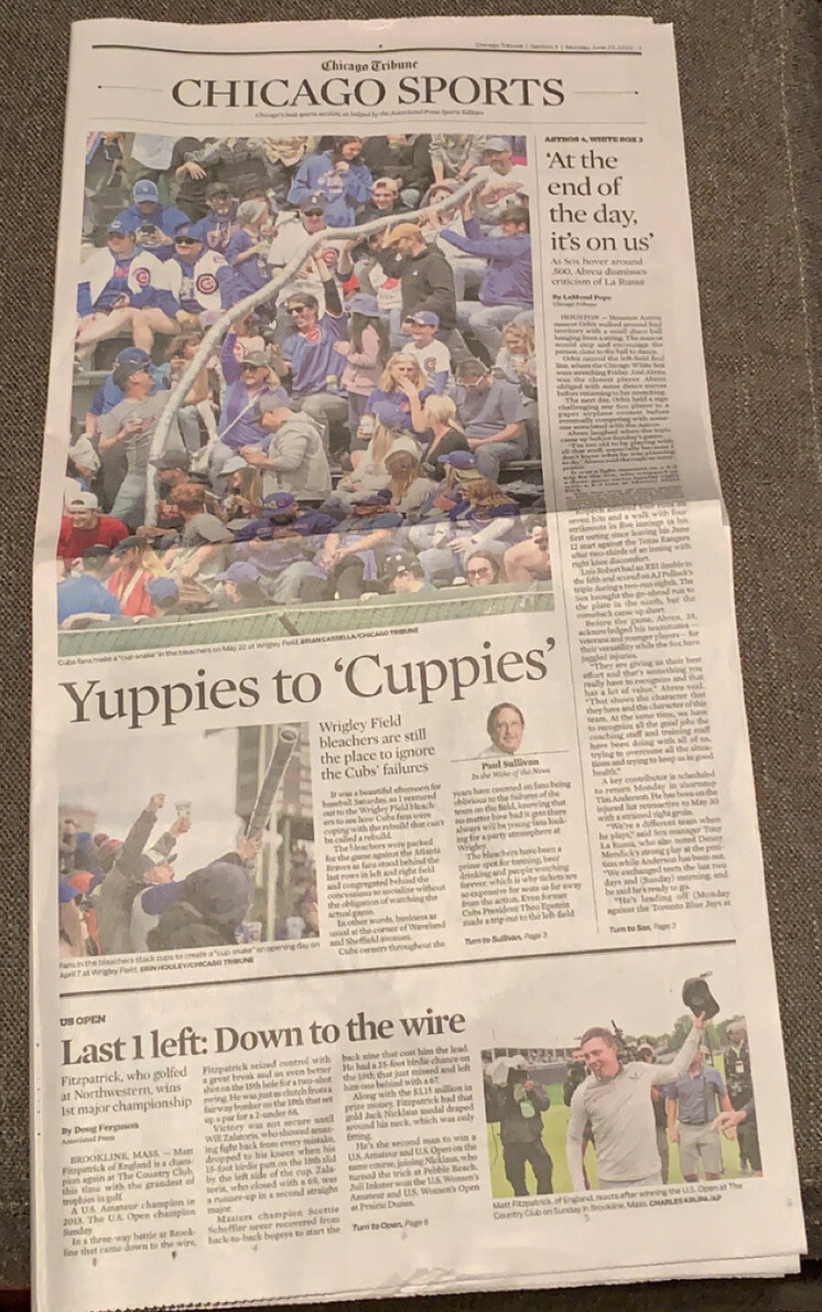 Chicago Cubs “Bleacher Bums” Chicago Tribune June 20, 2022 eBay