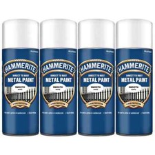 4 x Hammerite WHITE 400ml Direct To Rust Smooth Quick Drying Spray Paint