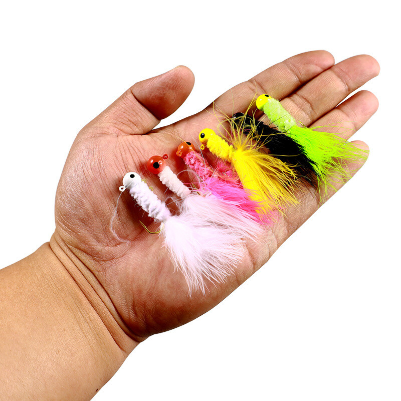 Dovesun Crappie Jigs – 10 Têtes De Plomb Avec Plume Marabou – Pêche En Eau Douce