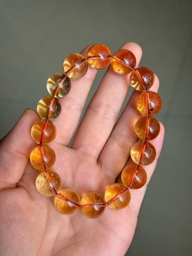 14mm Natural Yellow Citrine Quartz Crystal Beads Bracelet AAAA - Picture 2 of 6