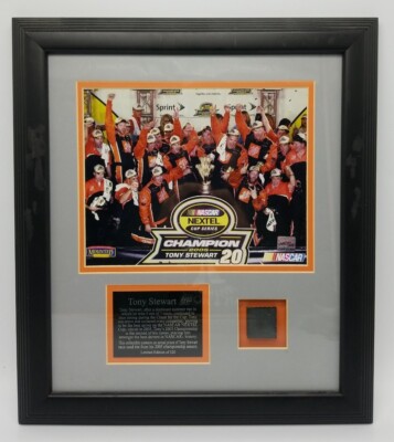 TONY STEWART Mounted Memories 2005 Nextel Champion Piece of Tire COA Framed Art