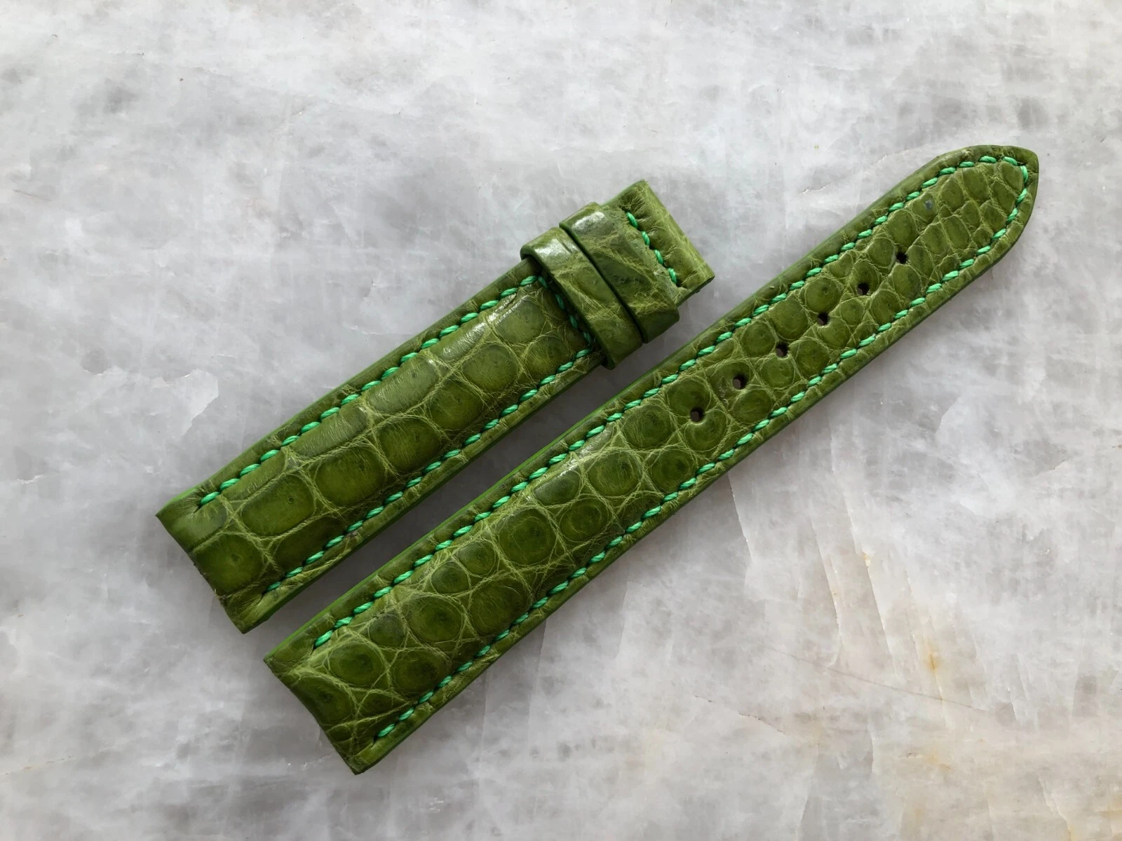 18mm/16mm Green Alligator Crocodile Embossed Leather Watch Strap Band