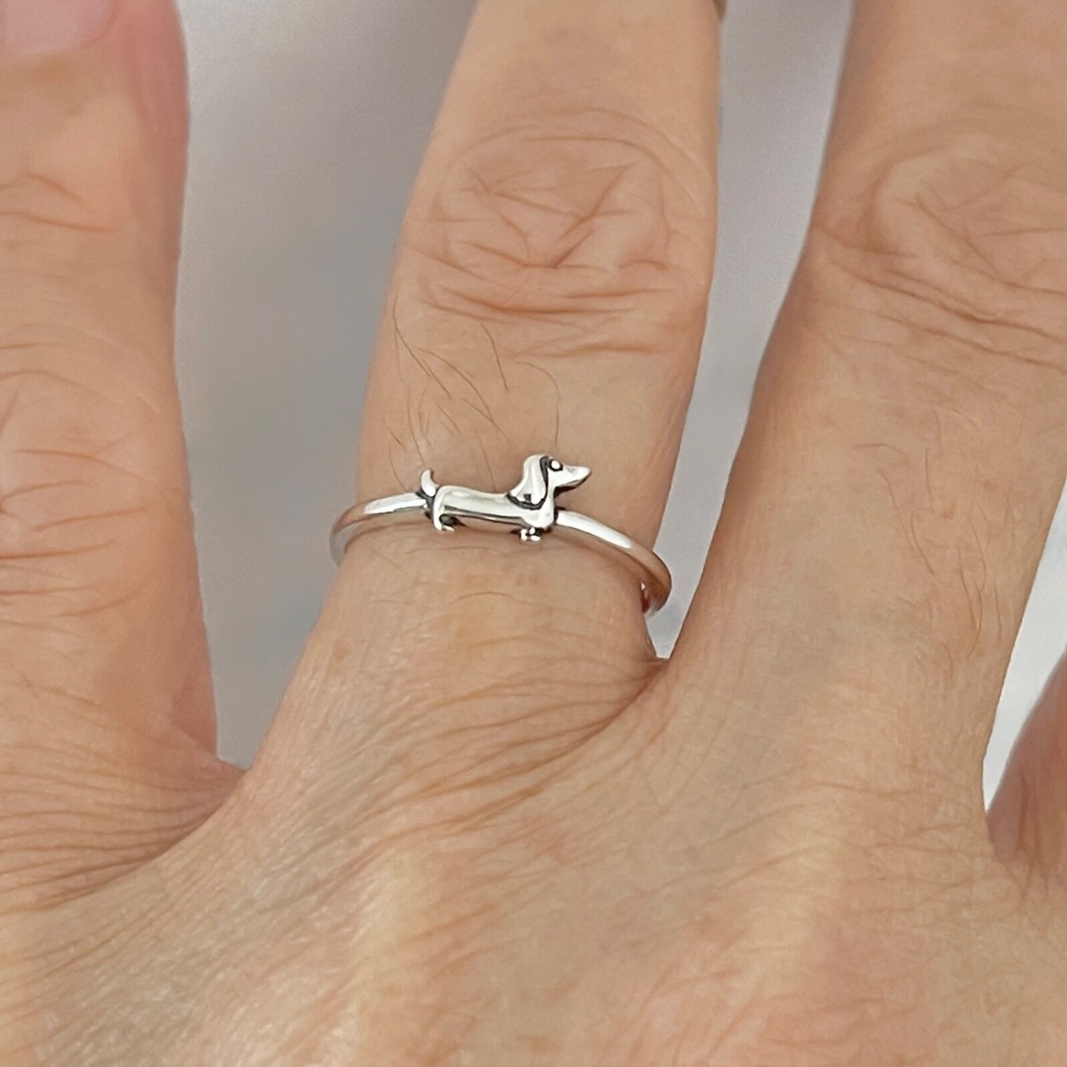 Sterling Silver Tiny Weiner Dog Ring, Puppy Rings, Animal Silver Ring,  Dogs, Pet