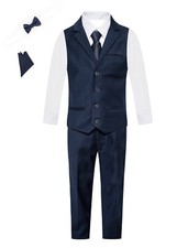 Magen Kids Boys formal vest set in Navy set of 6 pcs size 1-14 4 button