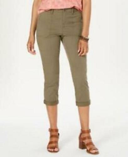 Petite Utility Pocket Capri Pants Green 