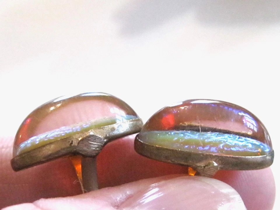 ANTIGUOS GEMELOS VICTORIANOS ANTIGUOS con RARO ZAFIRO DRAGONES ALIENTO ARTE PIEDRAS DE VIDRIO Foto 2 de 4