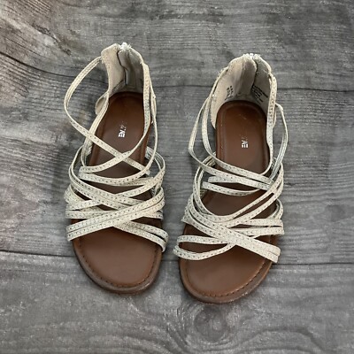Girl s American Eagle Silver Gray Jeweled Strap Sandals Size 2.5