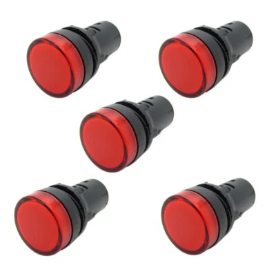 5 x Pure Red 22mm 0.87" 12V DC AC LED Indicator Light Power Signal Panel Lamp - Image 1 of 4
