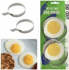 2 x  Egg Frying Rings Circle Round Shape Fried Kitchen Mould Pancake Silver UK