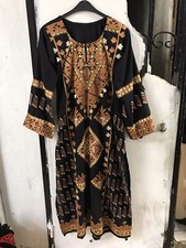 Vintage Afghan kuchi embroidery dress, woman long tunic robe, baluchi dress