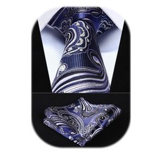 Paisley Tie Handkerchief Woven Classic Men's Necktie Pocket Square SetBlue ...