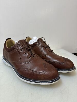 Ashworth Brown Lace Up Leather Golf Shoes Mens Size