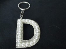 LETTER D INITIAL FAUX PEARL KEYCHAIN