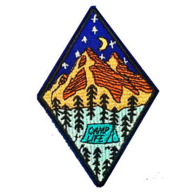 HIKING CAMP LIFE PATCH PEAK TO PEAK MOUNTAINS  STARS MOON  4  IRON ON