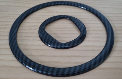 FIAT 500 + ABARTH NEW CARBON EFFECT STEERING WHEEL RING TRIMS  SPORT LOUNGE 595