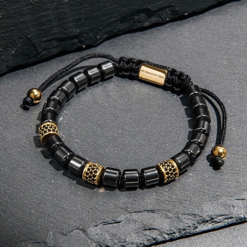 Gold & schwarze Kristalle Metall Perlen Armband - Bild 2 von 2