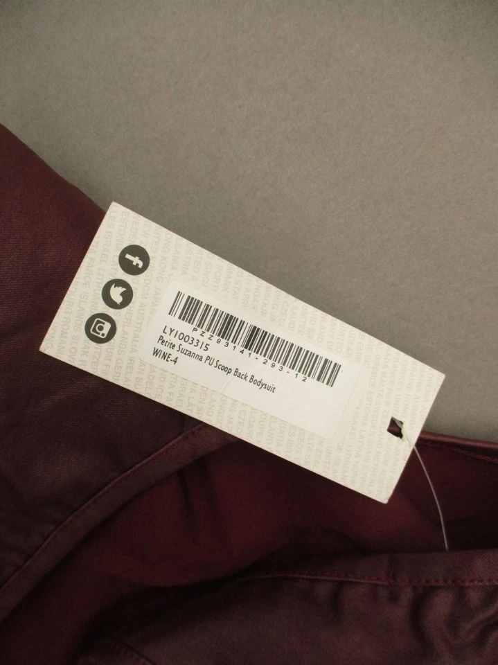 NWT BOOHOO Size 0 Womens Burgundy Petite Suzanna Scoop Back Bodysuit 590 - Image 4 of 4