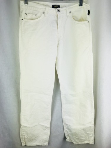 Versace Jeans Blanco EE. UU. Talla 30 32 46 italiano tamaño para hombre  lino Denim Pantalones Largos | eBay