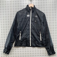 The North Face Windbreaker Jacket Black Gray Check Womens Small 19.5x22.5