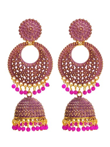 Indian Gold Plated Wedding Party Wear Women Long Green Jhumka Jhumki Earrings - Picture 19 of 33