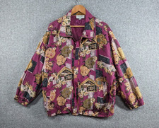 Casual Corner Fuda Vintage Women's Colourful Crazy Pattern Silk Jacket - 2x 2xl