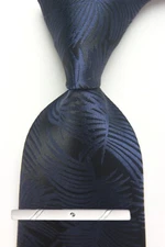 New Classic Striped Black Blue JACQUARD WOVEN 100% Silk Men's Necktie Tie