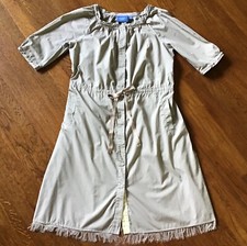 Simply Vera Vang Dress 100% Cotton Beige Button Front Pockets Size S 