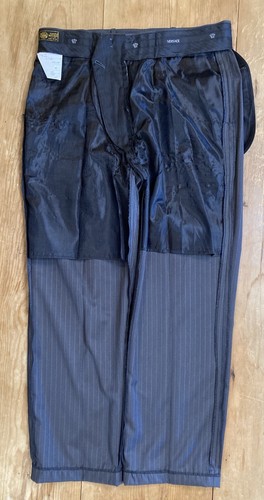 Gianni Versace Adult 2 Pc Suit Gray Stripe Jacket 48 Pants 33x28 Wool Blend Mens - Picture 22 of 24