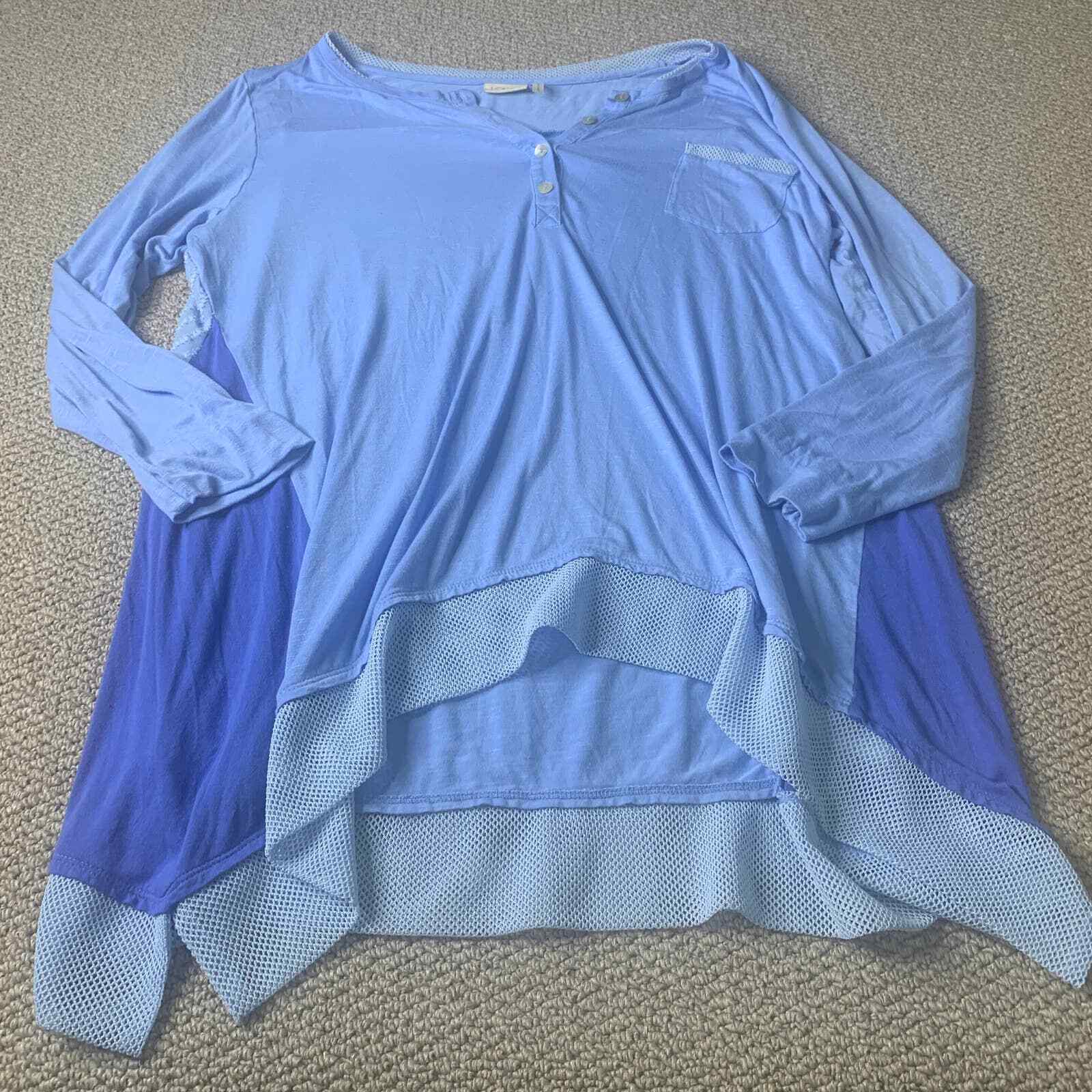 LOGO Lori Goldstein Womens Shirt Size XL Blue Mes… - image 1