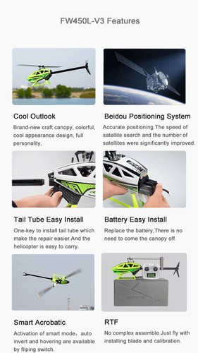 Fly Wing FW450L V3 GPS 6CH FBL 3D Automatic Return Hover Flight RC Helicopter - Bild 8 von 30