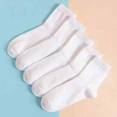 5pairs Unisex Solid Color Socks (Size 6-9) ''WHITE'' ~ NEW!!!