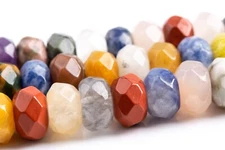 Natural Mixed Stone Faceted Rondelle Gemstone Loose Beads 5-6x4MM 8x5MM 10x6MM