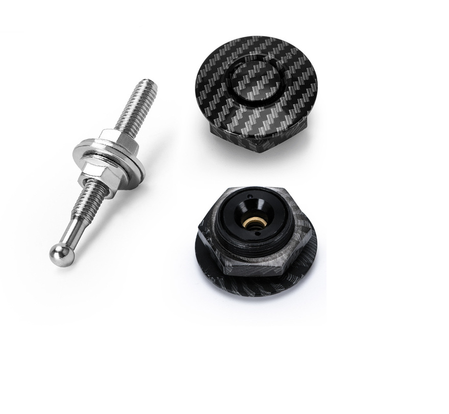 Push Button Quick Release PANEL BUMPER CLIP 32mm Diameter - CARBON LOOK