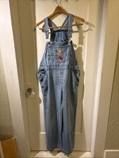 Vintage Winnie The Pooh Denim Overalls Bibs Women Disney Embroidered 90s Size L