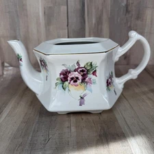 Vintage Lefton Teapot Made in England Floral Gold Trim Missing Lid
